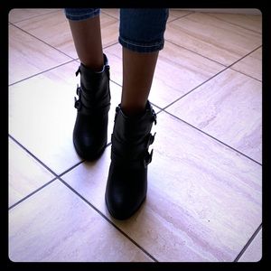 Black high heel boots